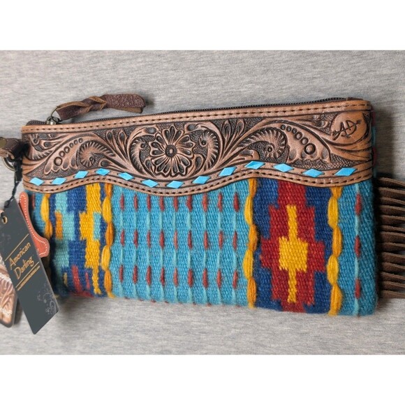 New American Darling Saddle Blanket Leather Wristlet Purse Bag - ADBG344 - Picture 2 of 10